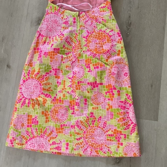 RARE‎ Lilly Pulitzer Mosaic Sun Salute Face Print tie back Cotton Dress Size 2 - Picture 9 of 12